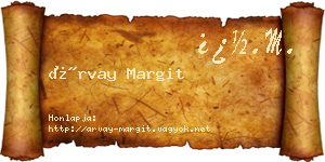 Árvay Margit névjegykártya